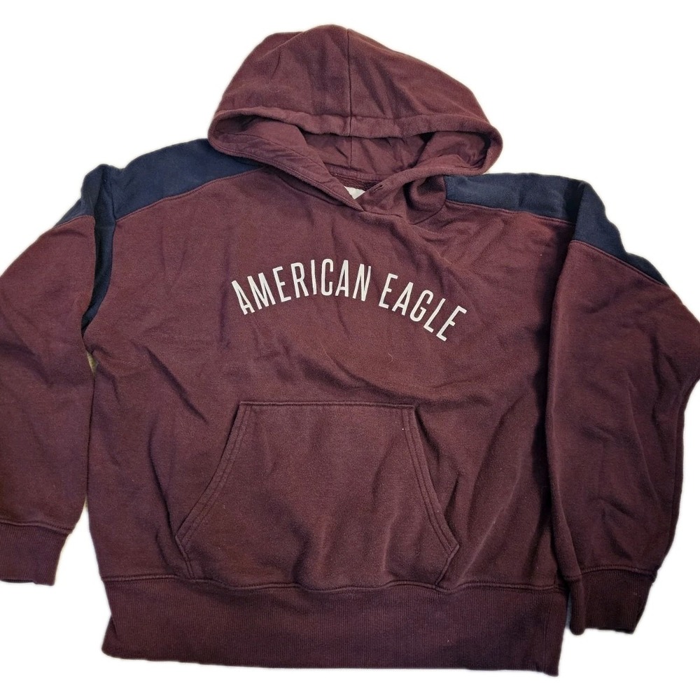 American Eagle AE Hoodie Womens S Burgundy Athletic Fit Pullover Fleece